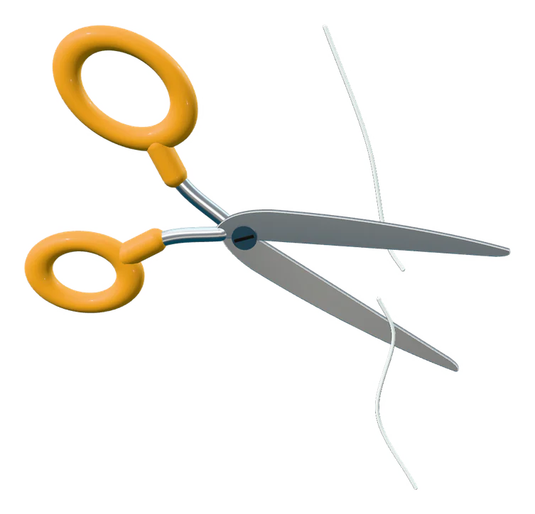 Scissors cutting a fishing line